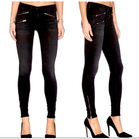 Rag & Bone Costed Skinny Moto Biker Jeans Zip Ankle Pockets Blue Black Low Rise - Picture 14 of 14